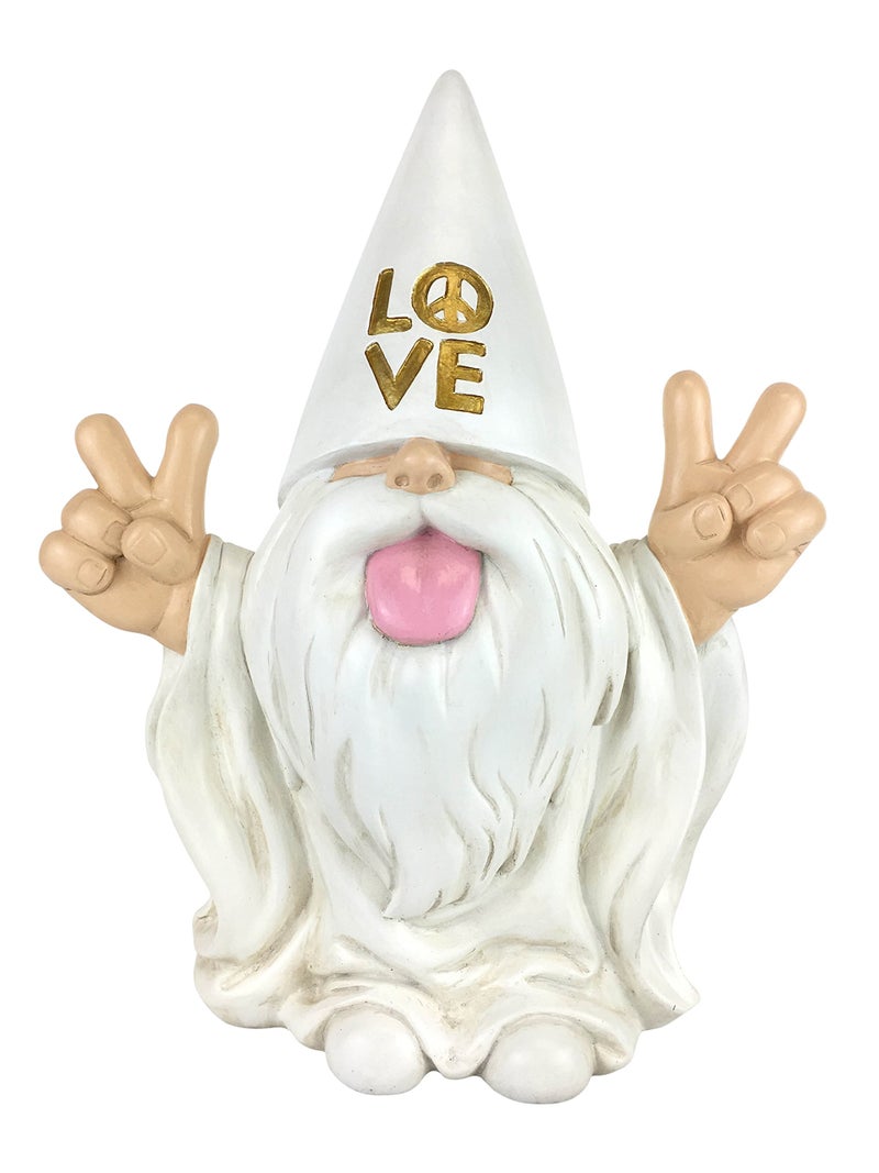 GlitZGlam Rocker Gnome 'George' Peace and Love - Brings Love to All and Your Fairy Garden - 10 Inches Tall - Image 1
